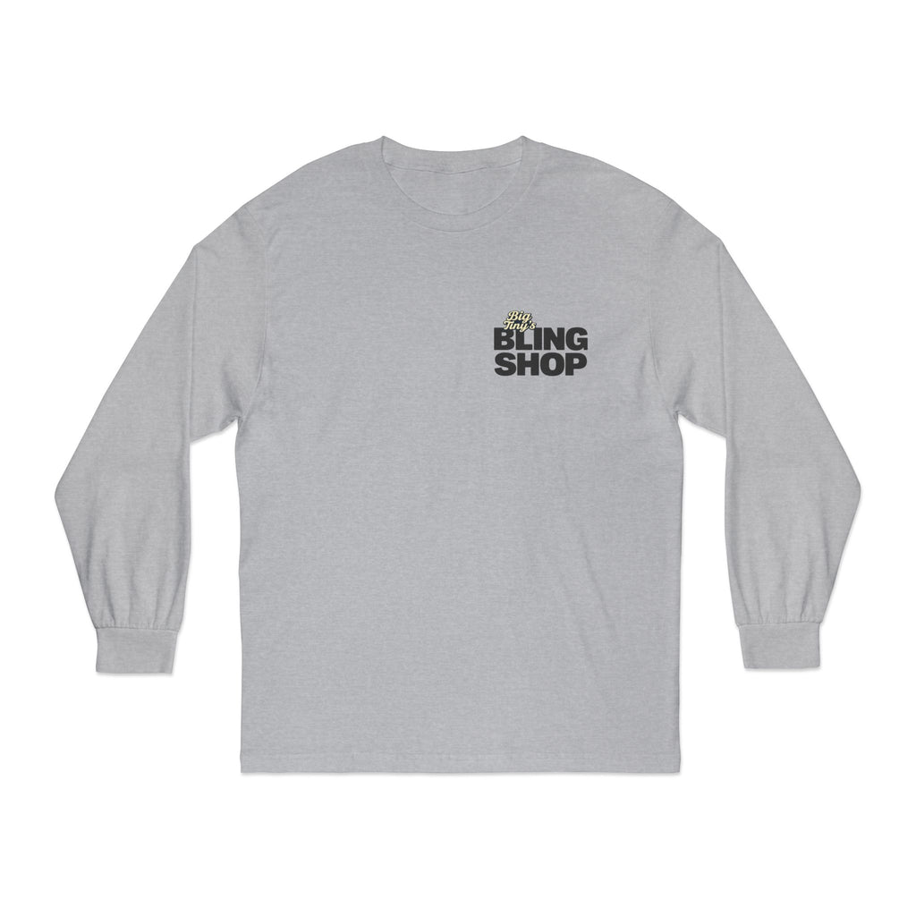Big Tiny’s “Bling Shop Block Logo” — Premium 100% Cotton Long Sleeve T-Shirt