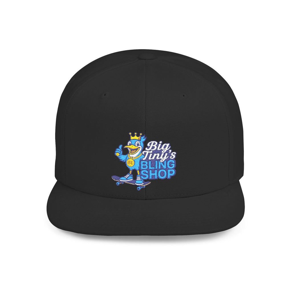Flat Bill Snapback Hat embroidered with the original 'Big Tiny’s Bling Shop'  Logo
