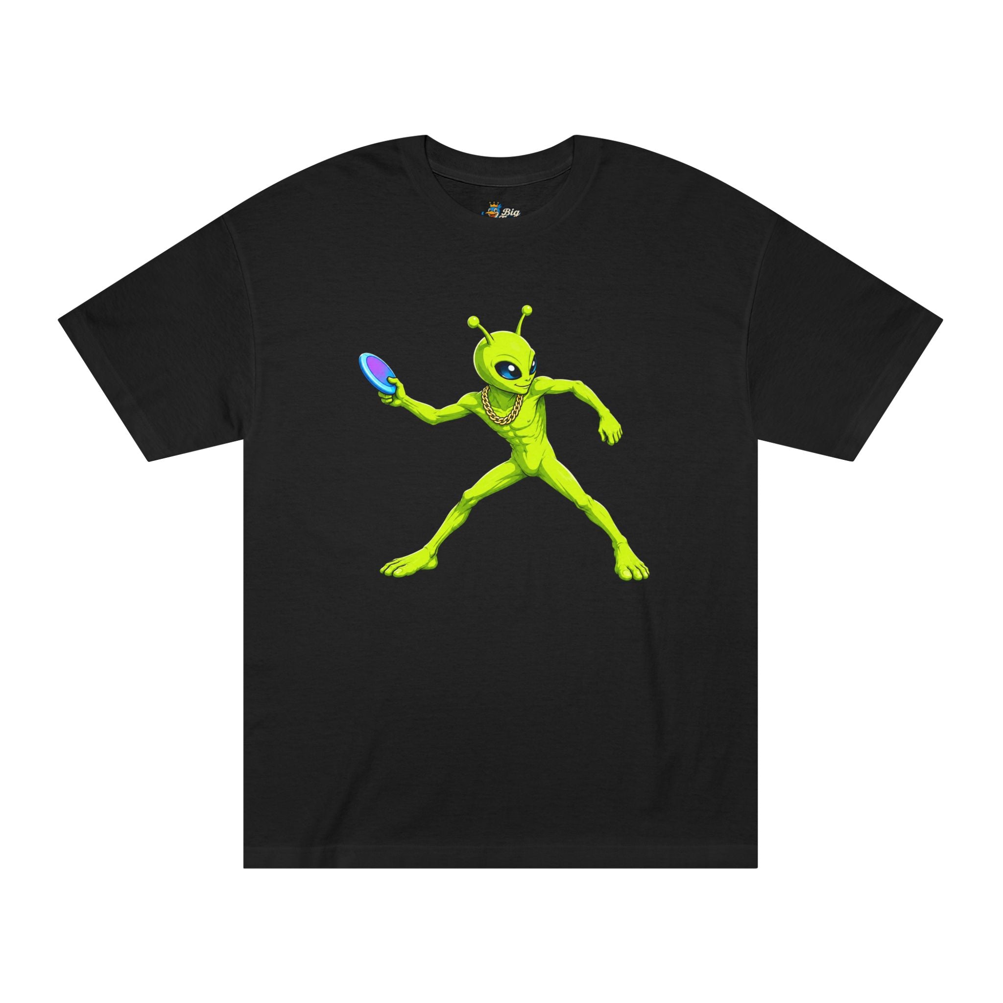 Big Tiny Crew 100% Cotton T Shirt ‘Green Beanz the Inter-dimensional Disc Launcher’