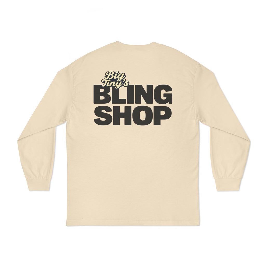 Big Tiny’s “Bling Shop Block Logo” — Premium 100% Cotton Long Sleeve T-Shirt