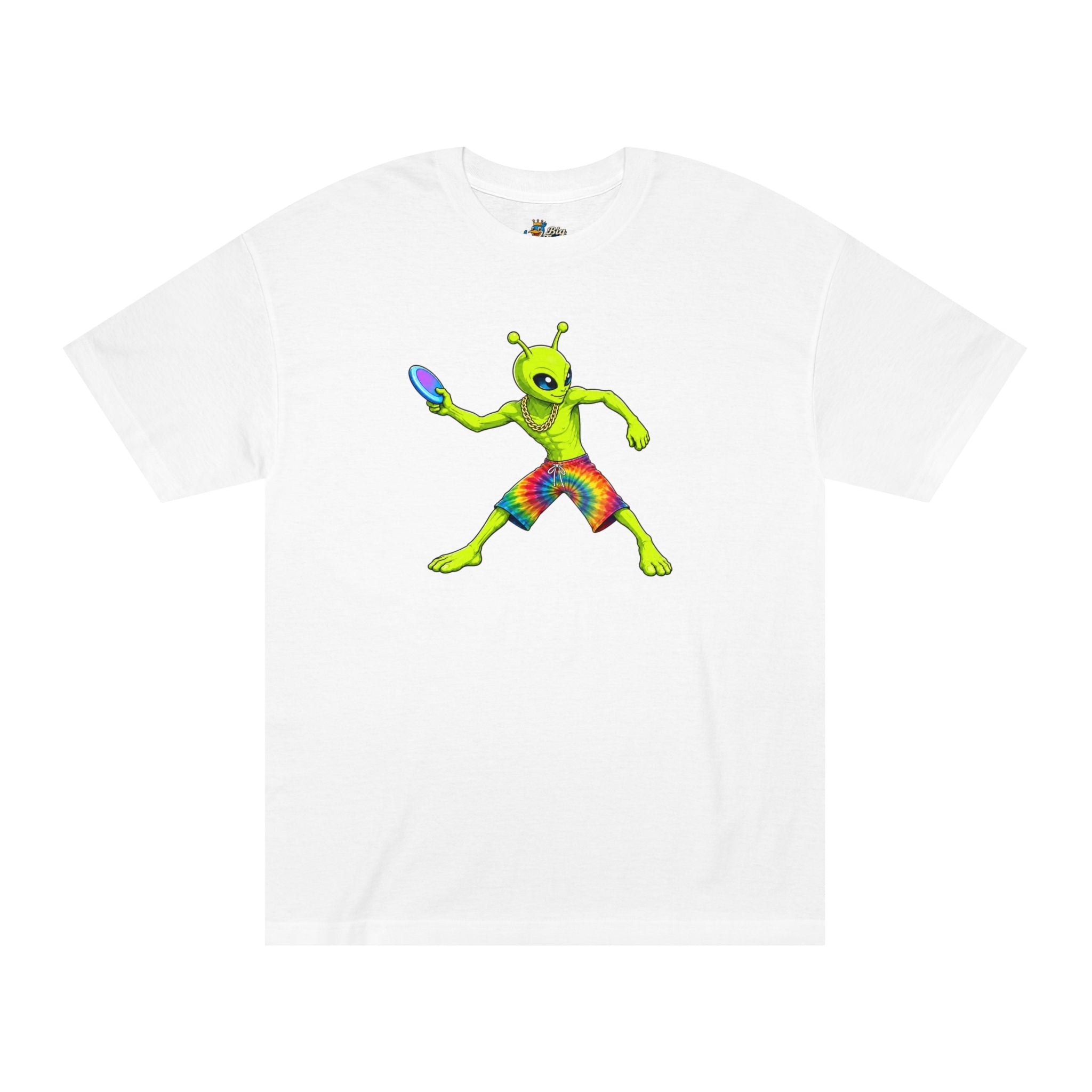 Big Tiny Crew 100% Cotton T Shirt ‘Green Beanz the Inter-dimensional Disc Launcher’