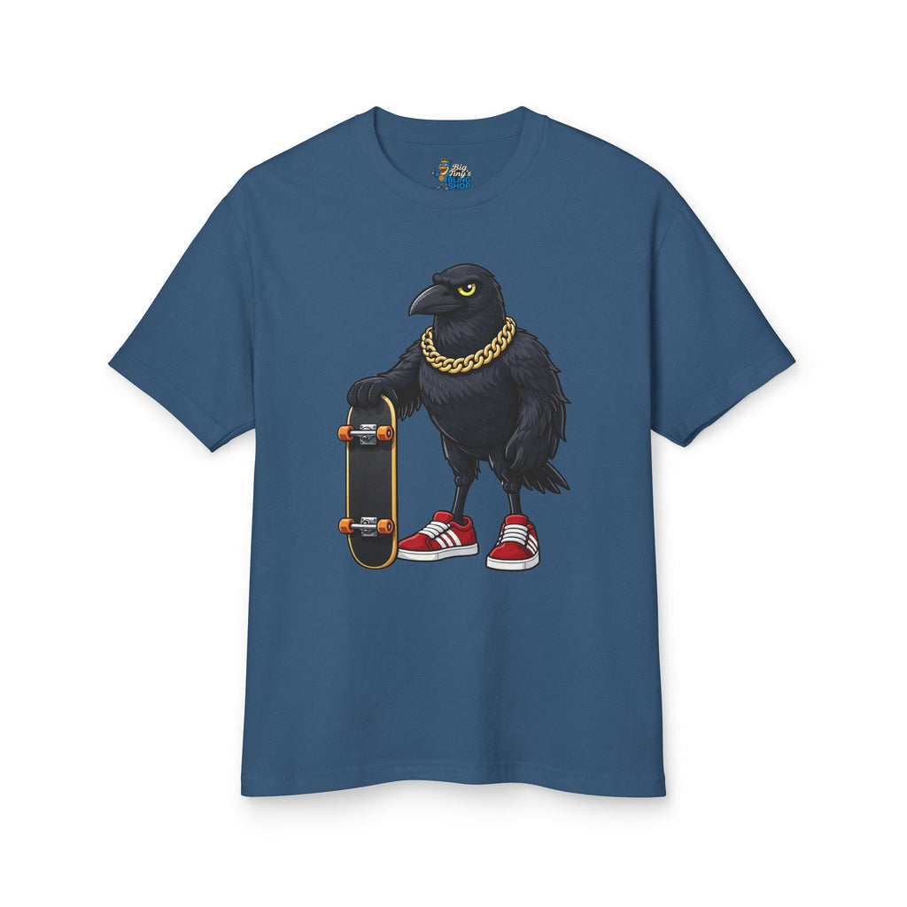 Big Tiny’s Crew 100% Cotton T Shirt - featuring. 'Ed' the Raven