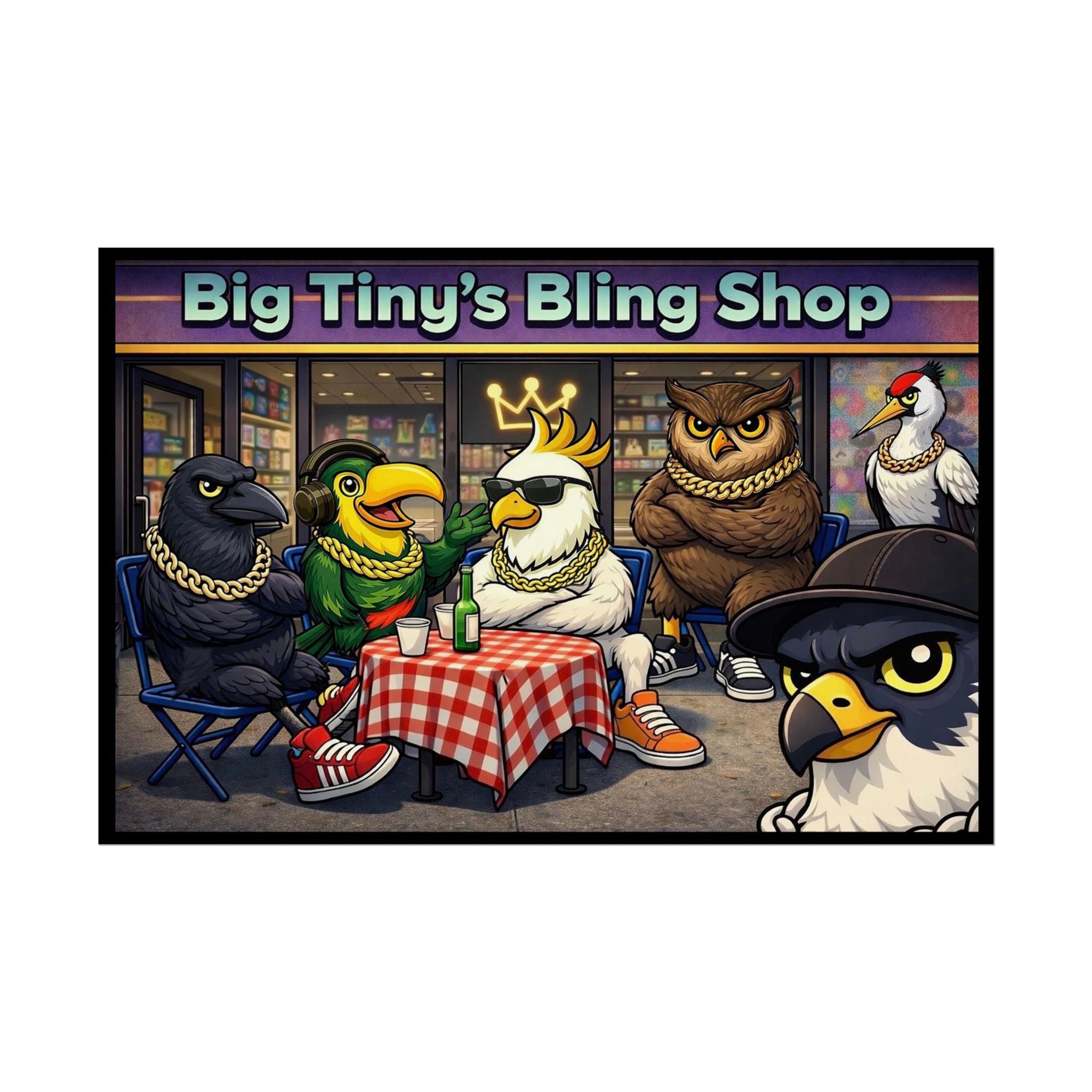 ‘Big Tiny’s Crew’ 30” x 20” Chill Out in Front of the Bling Shop (Rolled Poster)