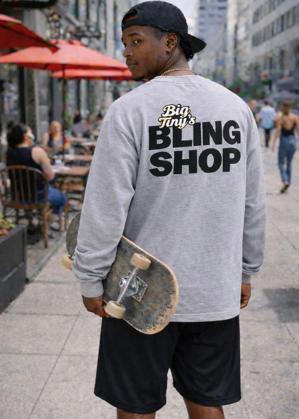 Big Tiny’s “Bling Shop Block Logo” — Premium 100% Cotton Long Sleeve T-Shirt