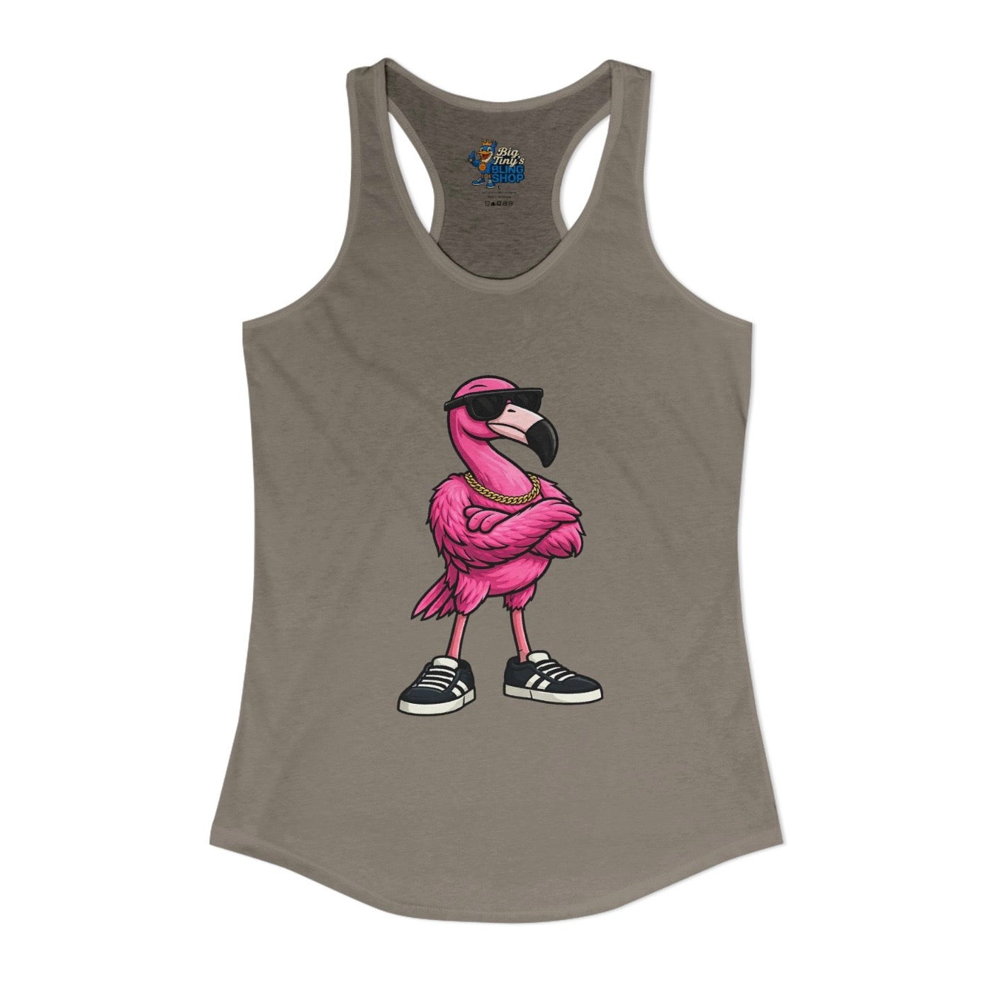 Big Tiny's Crew Tank Top featuring ‘Bugsy’ the Pink Flamingo