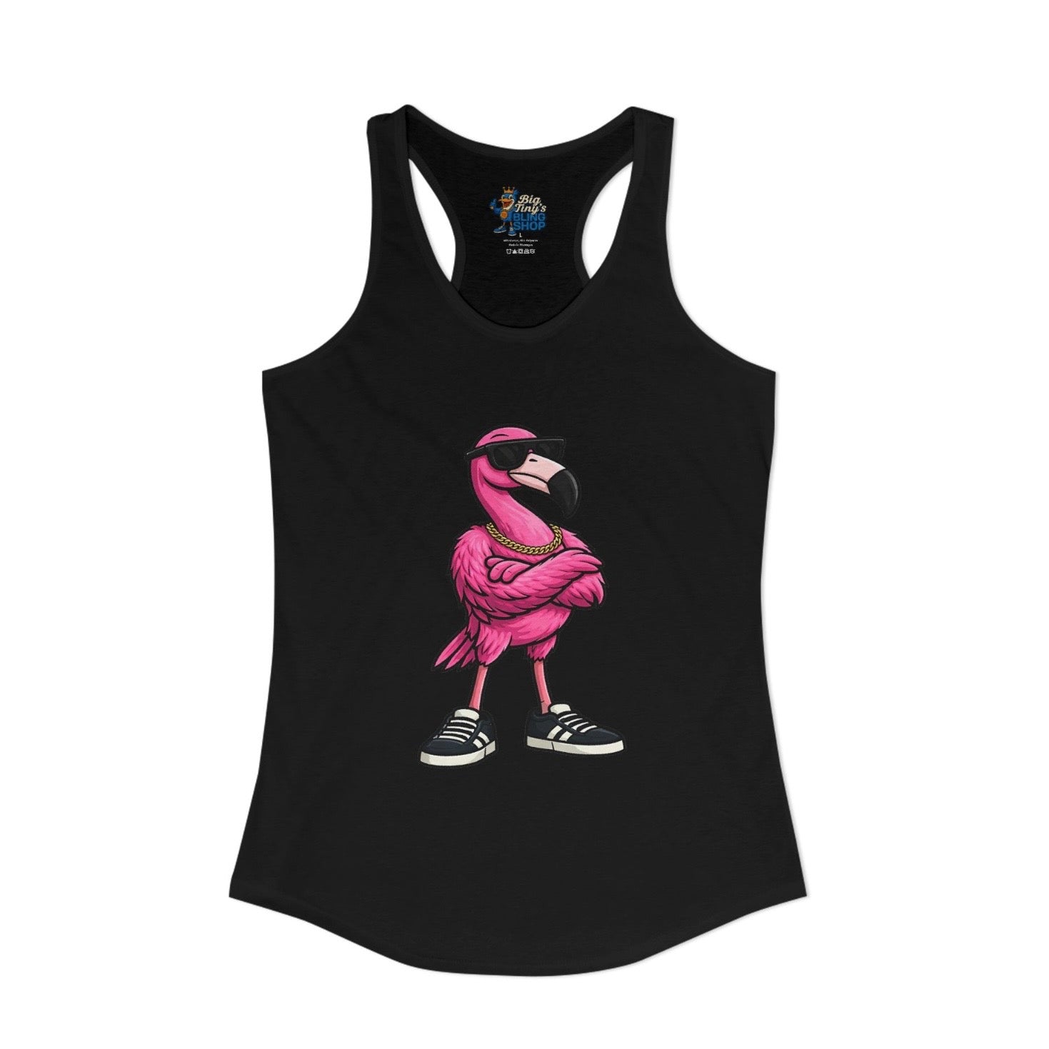 Big Tiny's Crew Tank Top featuring ‘Bugsy’ the Pink Flamingo