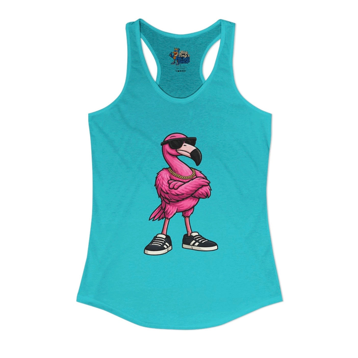 Big Tiny's Crew Tank Top featuring ‘Bugsy’ the Pink Flamingo