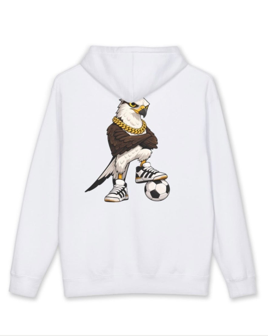 Big Tiny's Crew Hoodie with Gold Chain and Soccer Ball  Featuring 'Striker' the Swallow Tailed Kite