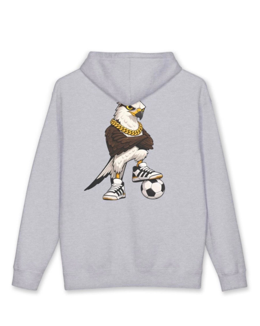 Big Tiny's Crew Hoodie with Gold Chain and Soccer Ball  Featuring 'Striker' the Swallow Tailed Kite