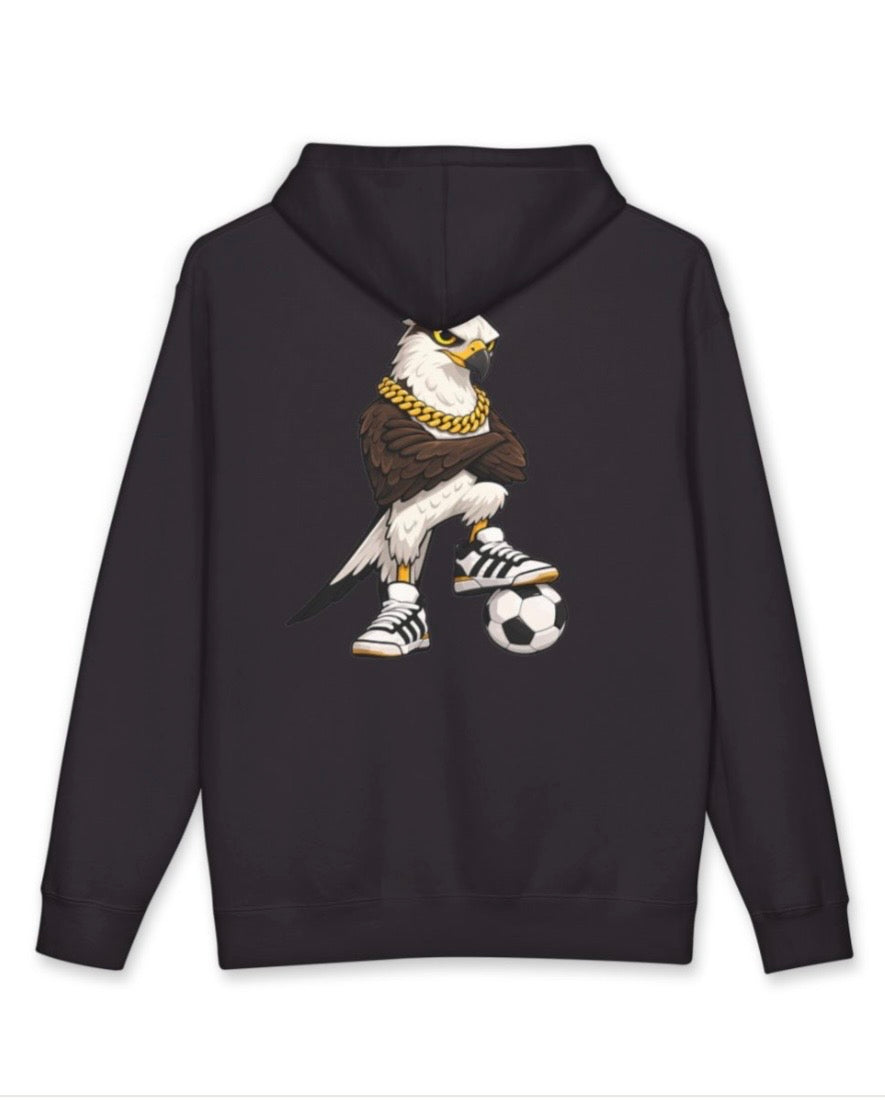 Big Tiny's Crew Hoodie with Gold Chain and Soccer Ball  Featuring 'Striker' the Swallow Tailed Kite